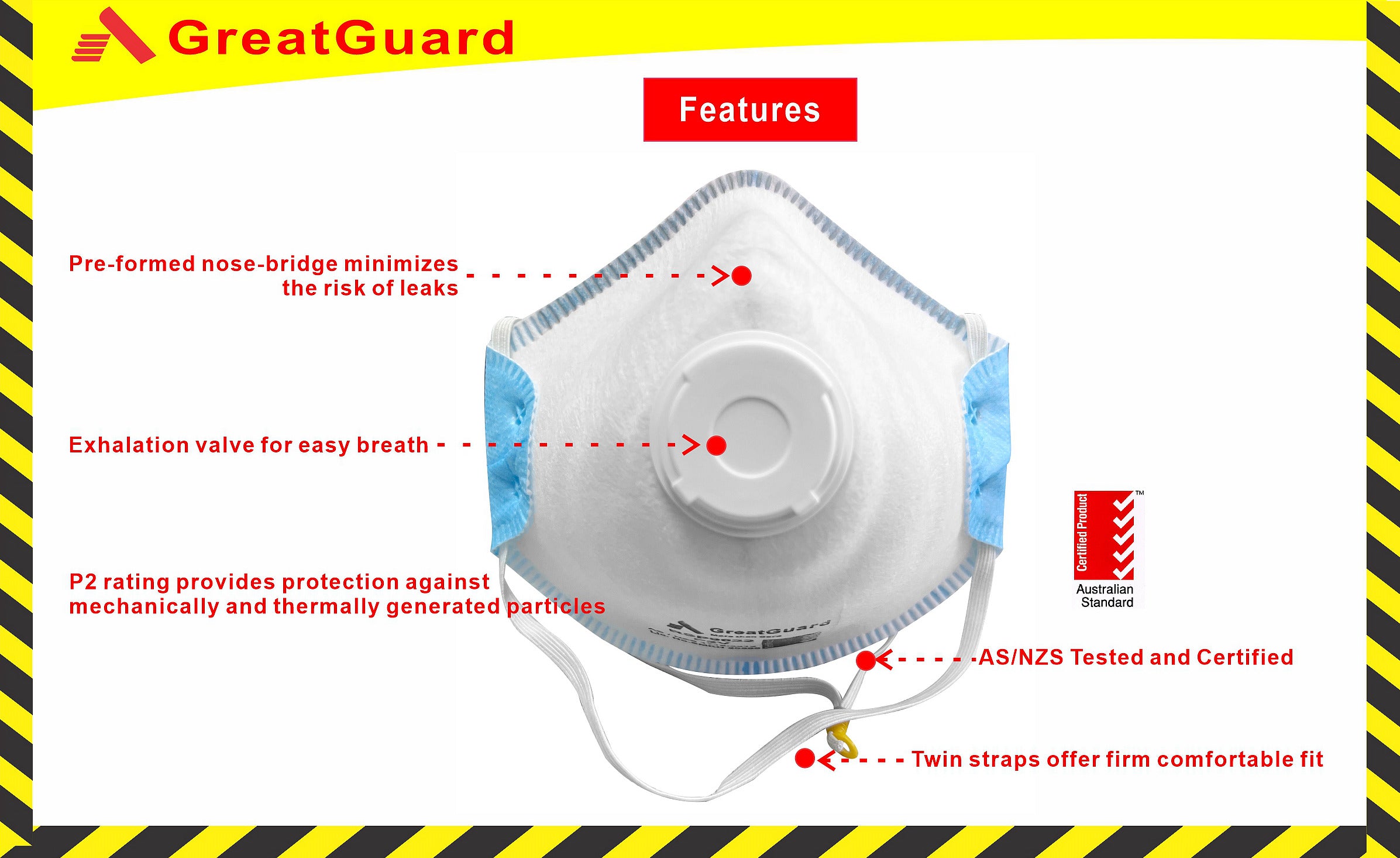 P2V Mask Respirator With Valve (Pack of 120,from $1.366/pc+GST)