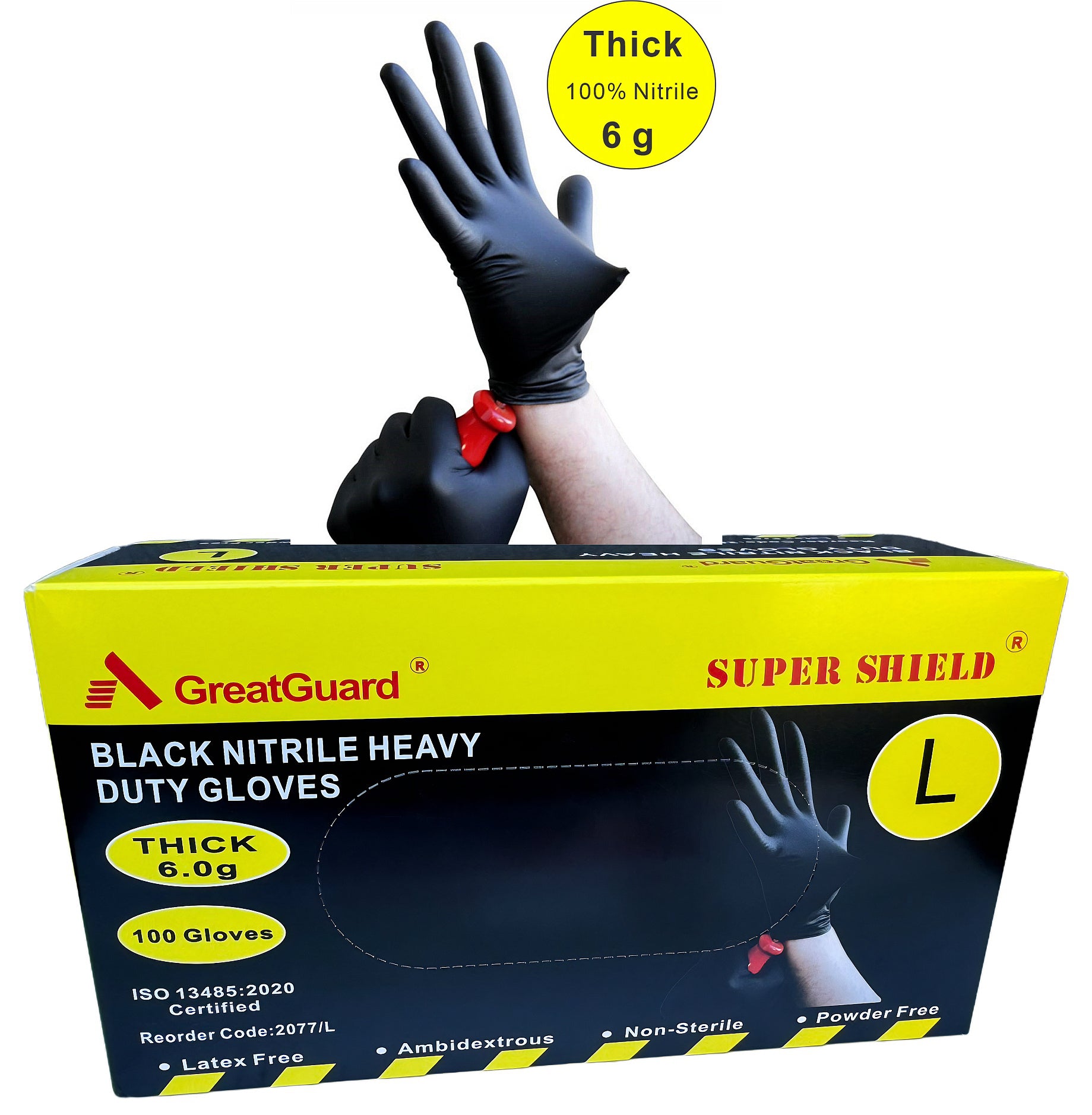 Black Gloves Nitrile,Disposable,6.0g Heavy Duty Industrial Grade Mechanic Automotive Tattoo Hair Dressing Powder Free (BOX of 100PCS,from $9.2/box)