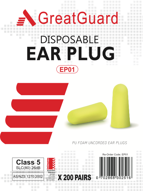 Uncorded Earplugs Class 5 - Box of 200 pairs