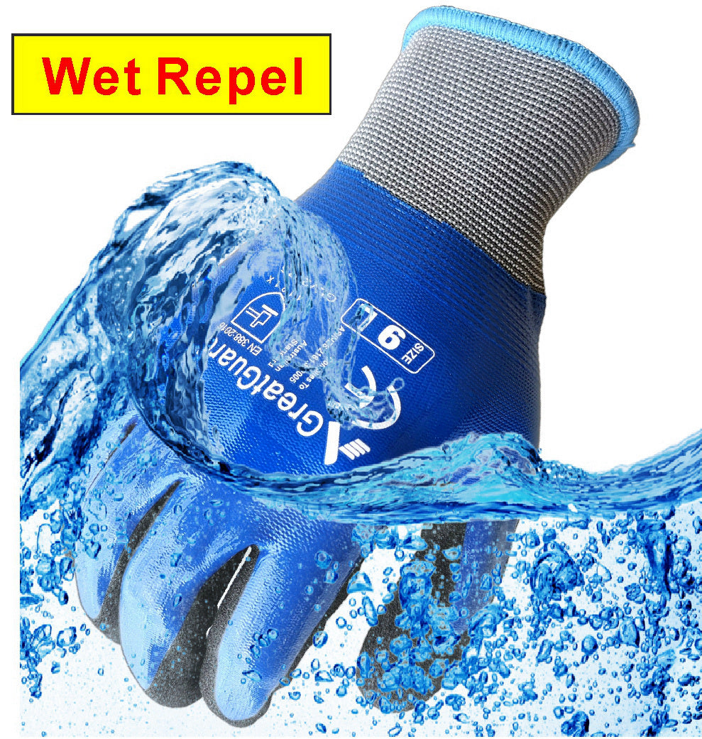 12/72/144 Pairs Work Safety Gloves Cool Flex Wet Repel Great Nitrile Glove (Pack of 12,From $4.4/Pair)