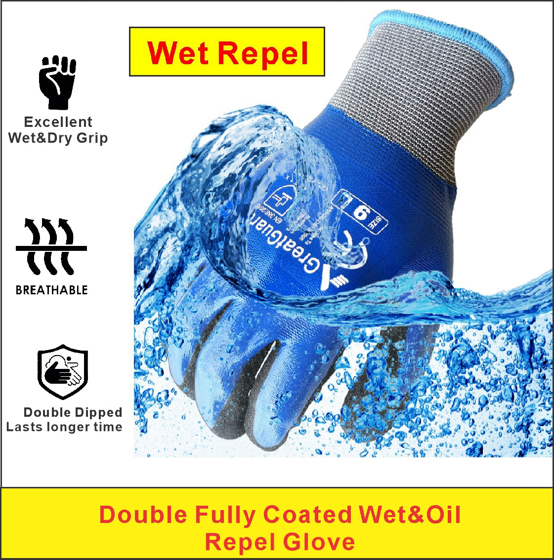 12/72/144 Pairs Work Safety Gloves Cool Flex Wet Repel Great Nitrile Glove (Pack of 12,From $4.4/Pair)